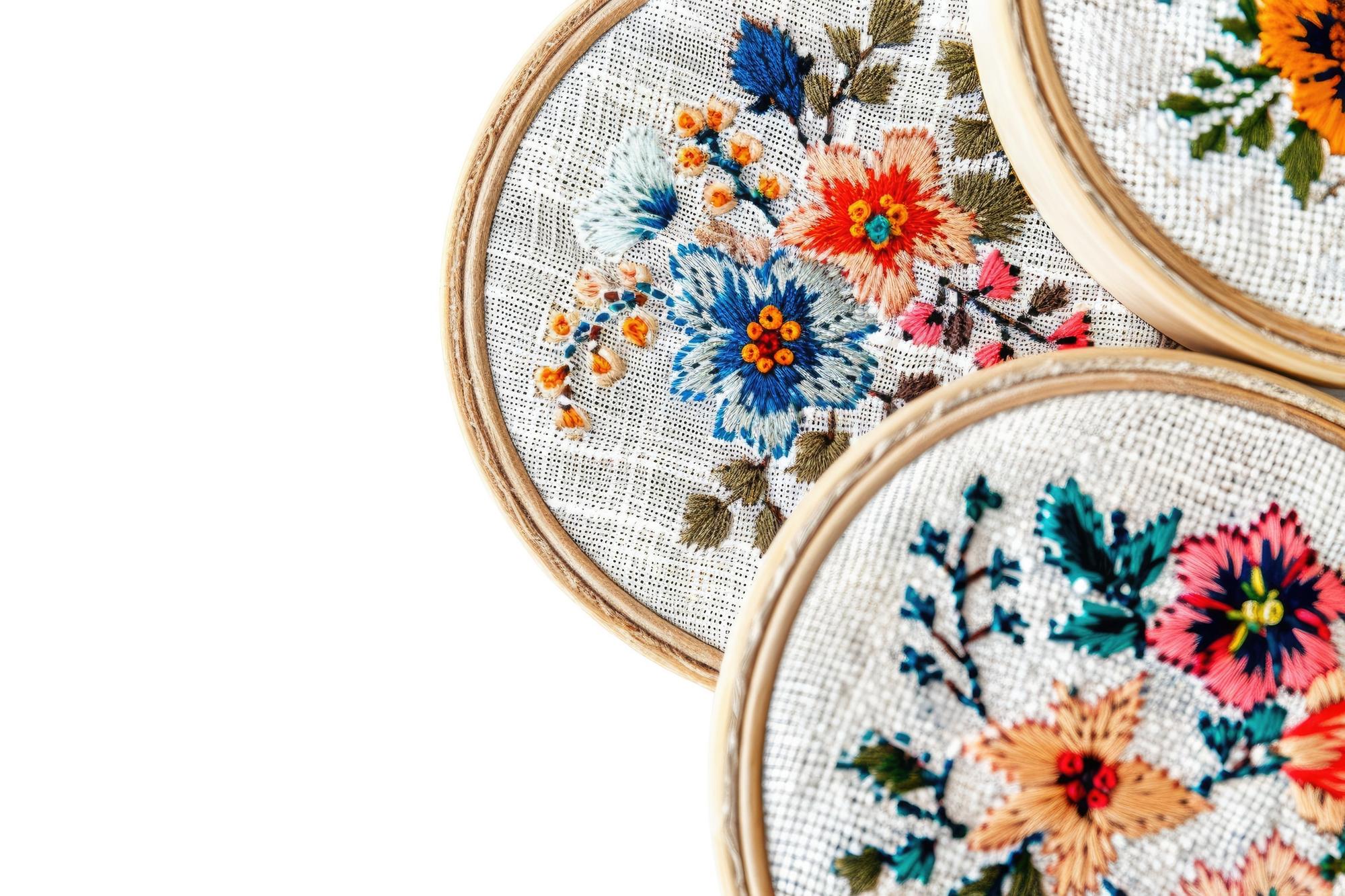 Duży detal haftu floralnego